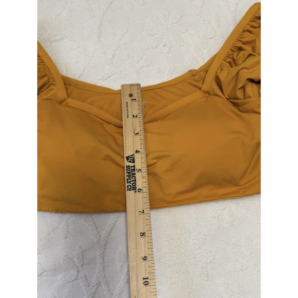 Knix XL Discontinued Puff Sleeve Bikini Top Burnt Orange Resort Swim Retro